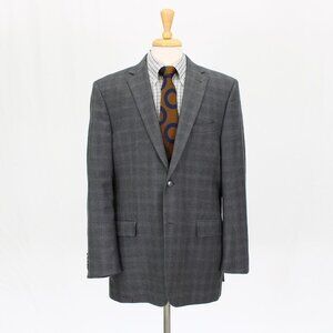Jos. A. Bank 44L Gray Check 2-Button Sport Coat Blazer Jacket O323